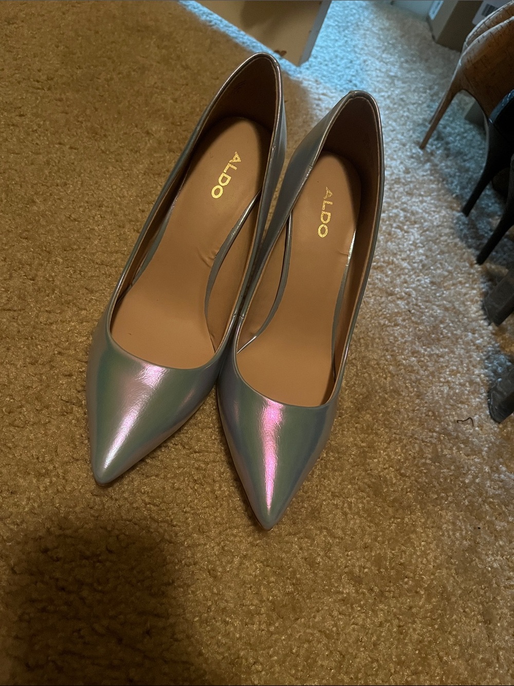 ALDO Iridescent Pointed-Toe Pumps in Pink-Blue Sheen